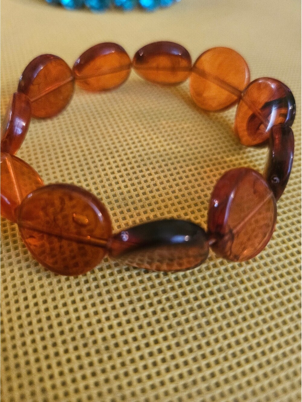 Autumn colored stone stretch bracelet as-shown - unknown origin- As is
